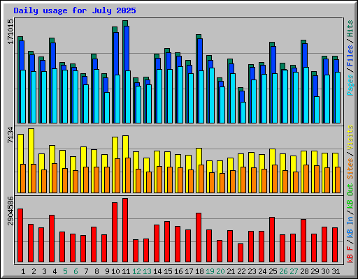 Daily usage for July 2025